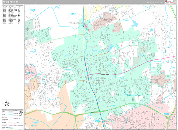 Round Rock, TX Zip Code Map